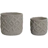 fijalo Home ESPRIT Blumentopf-Set, hellgrau, Zement, 20 x 20 x 18 cm