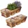 Relaxdays Blumenkasten, 3 Fächer, Holz Pflanzkasten mit Folie, HxBxT: 12,5 x 43,5 x 17,5 cm, Vintage Kräuterkiste, natur
