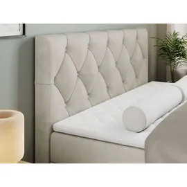 MKS Meble Boxspringbett 180x200 mit Bettkasten, Boxspringbett 180x200 mit Matratze, Doppelbett mit Matratze und Topper - Polsterbett mit Kopfteil - Stauraumb... - Beige