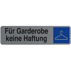 Exacompta 67192B Hinweisschild selbstklebend, Für Garderobe keine Haftung, 16 ,5x4,4 cm, Aluminiumoptik -
