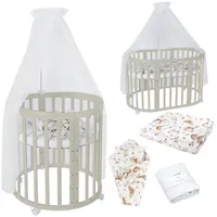 Waldin Babybett OWAL Kinderbett 7in1 mit Matratze, mitwachsendes Kinder-Bett,Stoffe