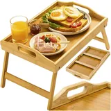Laptoptisch Frühstück aus Bambus 48,5 x 28,5cm Klapptisch für Laptop Essen 25052