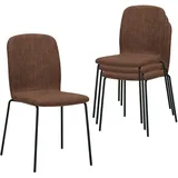 Albatros Esszimmerstühle 4er Set ENNA, braun - stapelbar, bequemer Polsterstuhl - Eleganter Küchenstuhl, Stuhl Esszimmer oder Esstisch Stuhl,