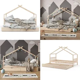 VitaliSpa Hausbett Design 90 x 200 cm Kiefer natur beige
