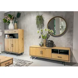 Highboard GUTMANN FACTORY, beige (natur), B:115cm H:145cm T:43cm, MDF, Sideboards, Stauraumschrank, Breite 115 cm