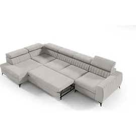 Fun Möbel Ecksofa Schlafsofa Sofa TORONTO XL Stoff Element Graphit Ottomane Links - Grau
