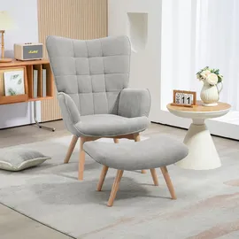 Homcom Ohrensessel mit Hocker Kord