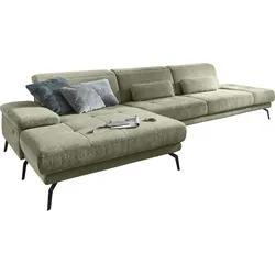 Ecksofa DIE PLANBAR "MP-IN20126 L-Form", grün, B:328cm H:82cm T:190cm, 100% Polyester, Sofas, mit Kopfteilverstellung, optional Sitztiefen- & Armteilverstellung