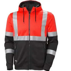 Warnschutz Kapuzen-Sweatjacke "ADDVIS" UV-Schutz - S - rot/schwarz