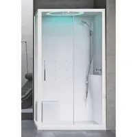 Novellini Eon 2P Komplettdusche 120x90cm DT 11,5cm, Profile Silber, RW weiß glanz