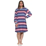 normann Frottee Nachthemd Bündchen Streifen - 82073 in blau | 52-54