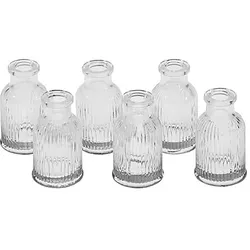 Glasvasen, gerillt, 7,4 cm, 6 Stück