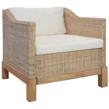 vidaXL Sessel mit Auflagen Natur Rattan