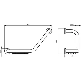 Ideal Standard IOM Haltegriff Badewanne mit Seifenschale verchromt