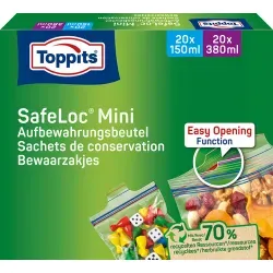 Toppits® Mini Zip-Verschluss Beutel Allzweckbeutel 4008871200860 , 1 Packung = 20 x 150 ml + 20 x 380 ml = 40 Beutel