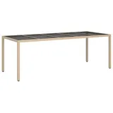 vidaXL Gartentisch Beige 250x100x75 cm Hartglas und Poly Rattan