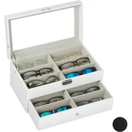 Relaxdays Brillenbox weiß 33,5 x 19,5 x 15,5 cm