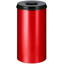 Proregal Selbstlöschender Papierkorb & Abfallsammler aus Metall | 50 Liter, HxØ 63x33,5cm | Rot, Kopfteil Schwarz