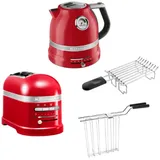 KitchenAid Artisan Frühstücksset inkl. Wasserkocher 5KEK1522, 2 Scheiben Toaster 5KMT2204 und Brötchenaufsatz Rot