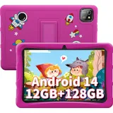 Blackview BESTTAB Kinder Tablet, 10 Zoll Android 14, 12GB RAM + 128GB ROM (1TB TF, Octa Core Tablet für Kinder, 5100 mAh Lange Akkulaufzeit, Stoß... - Rosa