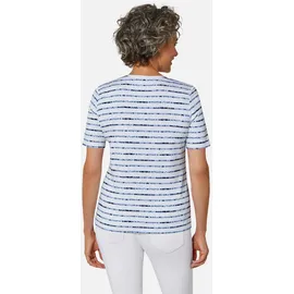 GOLDNER Streifenshirt mit Blumenmuster in rauchblau geringelt), | Gr.: 38