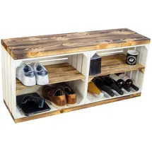 Kistenkolli Altes Land Sitzbank Weiss 110 x 40 x 48 cm
