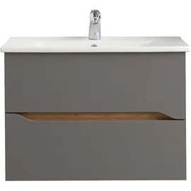 Saphir Waschtisch »Quickset Keramikwaschtisch mit Unterschrank, 75 cm breit« Waschplatz, Unterschrank mit Waschbecken, 2 Schubladen, grifflos grau