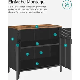 Songmics Kombikommode 40 x 76 x 40 cm Schwarz