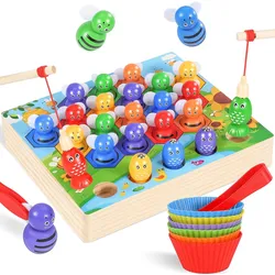 LENBEST Spielturm-Spielzeugset Montessori Spielzeug - Biene Holz Sortier Stapelspielzeug, (Mit Passenden Bechern Und Pinzetten Mathe Lernspielzeug), für Vorschule für Farbsortierung Zählen Vektor 4Seasons bunt