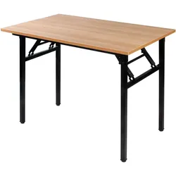 Konferenztisch, Klapptisch 100x60 cm, Schreibtisch, Robust Metallrahmen, Teak und Schwarz