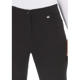KjBrand Stoffhose "Hose Bea in Bi-Stretch Kammgarnoptik mit Bügelfalte", Damen, Gr. 24, K-Gr, schwarz, Web, Obermaterial: 63% Polyester, 35% Viskose, 2% Elasthan, unifarben, weit, unten schmal normal, Hosen Stoffhose, Sommerhose, ideal für kräftige Oberschenkel