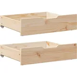 vidaXL Bettschubladen mit Rollen 2 Stk. 65x55x17 cm Massivholz Kiefer
