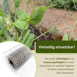 Lemodo Maschendrahtzaun verzinkt, 25 m lang, Hasendraht für Kleintiergehege