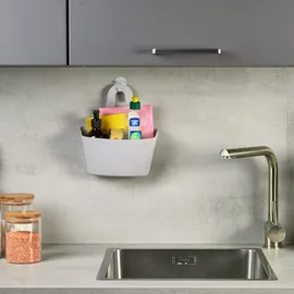 Relaxdays Duschkorb zum Hängen, 3er Set, ohne Bohren, Kunststoff, Duschablage Shampoo & Duschgel, Duschorganizer, grau