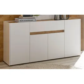 furn.design Sideboard, Weiß, Eiche Wotan, Holz, Nachbildung,Eiche, Uni, Holz Optik, 3 Fächer, 1 Schubladen, 170x87x40 cm, Wohnzimmer, Kommoden & Sideboards, Sideboards