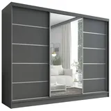 A&J MöbelLand Schiebetürenschrank AURELIA 1 200 x 215 x 59,5 cm grau