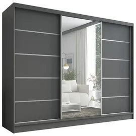 A&J MöbelLand Schiebetürenschrank AURELIA 1 200 x 215 x 59,5 cm grau