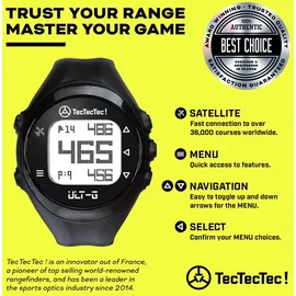 TecTecTec ULT-G multifunktionale GPS-Golfuhr, LC-Display, Golfplätze in aller Welt vorinstalliert