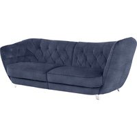 Big-Sofa LEONIQUE "Retro" Sofas Gr. B/H/T: 256 cm x 85 cm x 115 cm, Chenille, Hohe Armlehne rechts, blau (blu) XXL Sofas