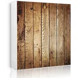 Banjado Großer Schlüsselkasten Metall 30x30cm Weiß Scharnier Links 50 Haken Beschreibbar Magnetisch Motiv Geöltes Holz