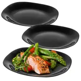 Kadax schwarze Speiseteller, Spülmaschinengee Teller-set, Essteller aus verstärktem Glas, modernes G