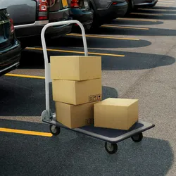 Plattformwagen / Transportwagen CARRY blau / weiß / 150kg Tragfähigkeit hjh OFFICE