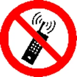 Verbotszeichen P013 "Eingeschaltete Mobiltelefone verboten" Folie ø100mm