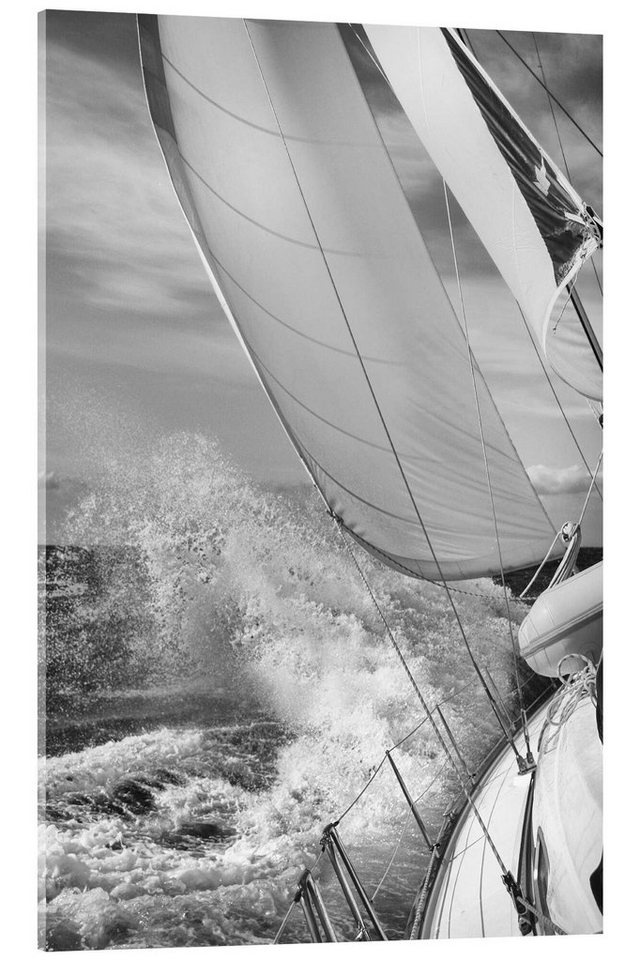 Posterlounge Acrylglasbild Jan Schuler, Segeln Schwarz/Weiß, Badezimmer Maritim Fotografie grau 40 cm x 60 cm