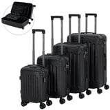 Arebos Kofferset Reisekoffer 4er Set Hartschalen Koffer Trolley S-M-L-XL-Set, 4 Rollen schwarz