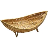 MILISTEN Rattan-Obstschale Schiffsförmiger Korb gewebte Essenstablett Aufbewahrungskörbe Korb für Kleinigkeiten Rattankorb für die Küche Haushalt Früchtekorb Brot Snack