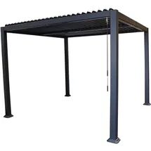 DEGAMO Pavillon BARACOA 3x3 Meter, Aluminium dunkelgrau, Dach aus verstellbaren Alu Lamellen