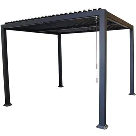 DEGAMO Pavillon BARACOA 3x3 Meter, Aluminium dunkelgrau, Dach aus verstellbaren Alu Lamellen