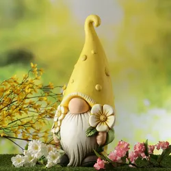 BERT Zwerg mit Blumen Polyresin Gartenfigur für Garten Balkon H: 45cm