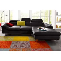 Ecksofa COTTA "Driver L-Form", schwarz, B:268cm H:73cm T:169cm, LEDER BEEFY (ein abgedecktes Spalt-Rindsleder) im Sitz und Rücken (Korpus in Kunstleder), Luxus-Kunstleder, Kunstleder SOFTLUX, NaturLEDER (echtes Rindsleder), Rückseite mit schwarzem Spannstoff bezogen, Sofas, mit Kopfteilverstellung, wahlweise mit Bettfunktion und Bettkasten